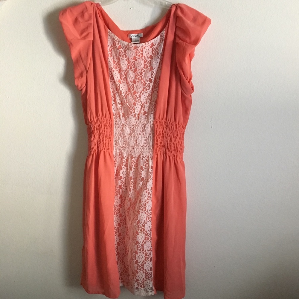 Pinky Coral Pink Lace Dress